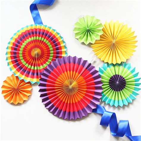 5packs Fiesta Paper Fan Decorations Wedding Backdrop Fan Cinco de Mayo ...