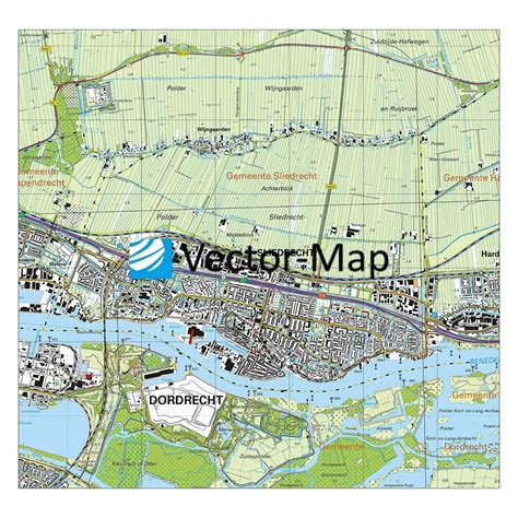 Topografische kaart Sliedrecht | Gemeente Plattegronden Vector Map