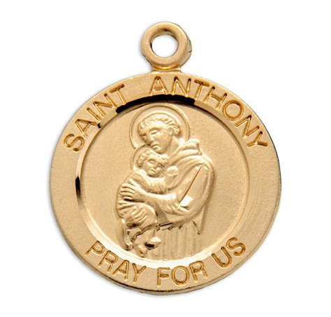 Patron Saint Anthony Round Gold Over Sterling Silver Medal - Buy ...