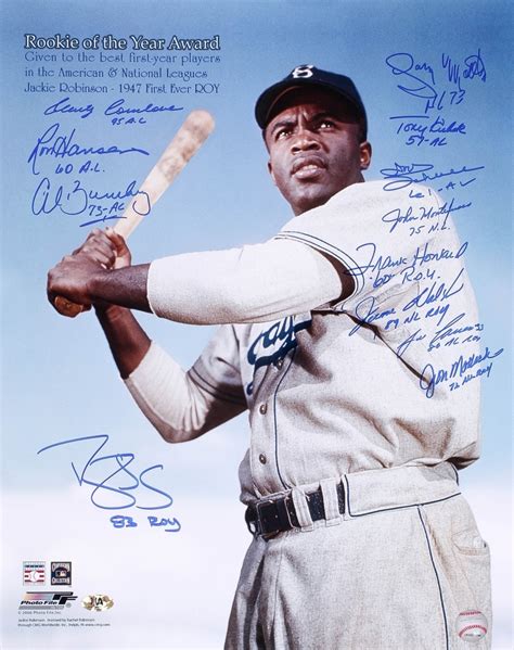 Jackie Robinson "Rookie of the Year" 16x20 Photo Signed By (12) with Darryl Strawberry, Al ...