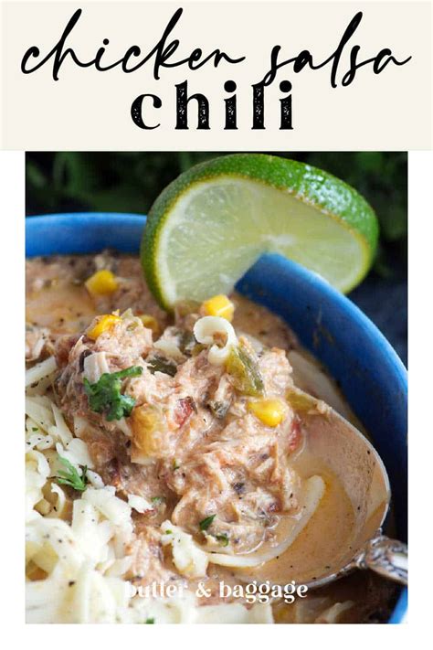 Slow Cooker Salsa Chicken - Creamy with a kick! - Butter & Baggage