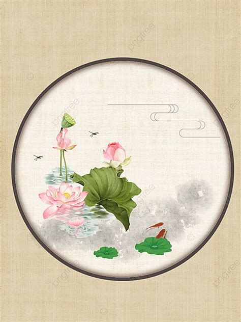 Chinese Style Lotus Hand Painted Decorative Painting Background ...