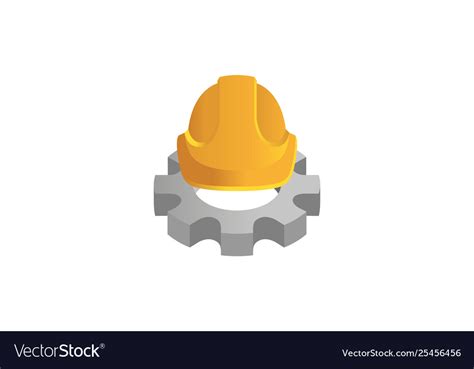 Creative 3d gear hardhat logo design Royalty Free Vector