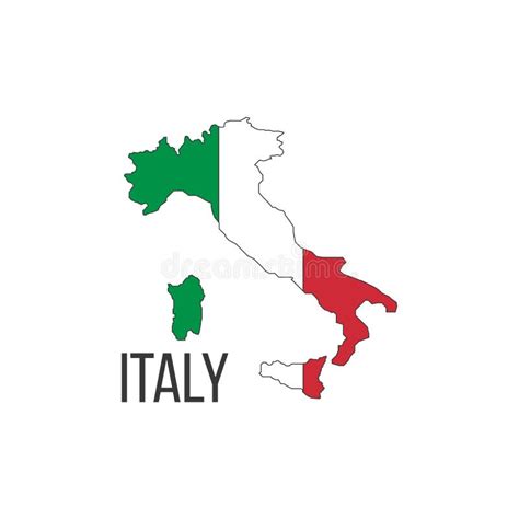 Italy Vector Map Contour With Flag Isolated Stock Illustration ...