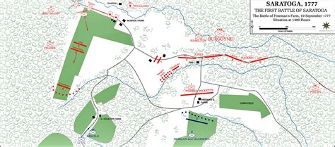 Map of the First Battle of Saratoga at 1300 Hours - September 19, 1777