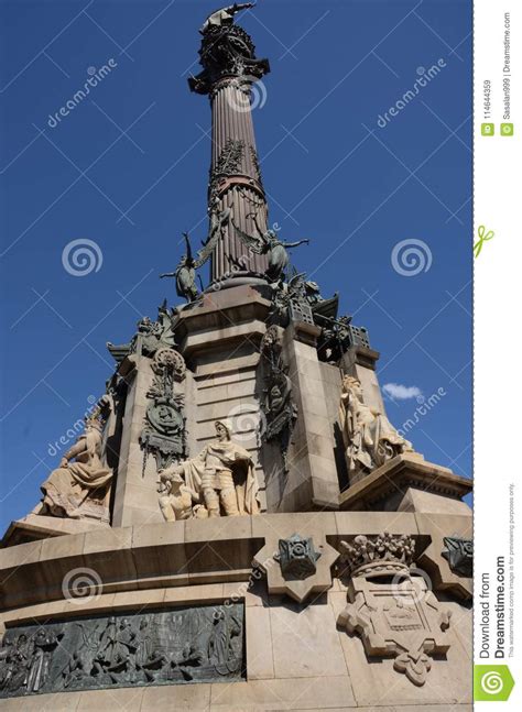 View of Columbus Monument - Barcelona Architecture Stock Image - Image ...