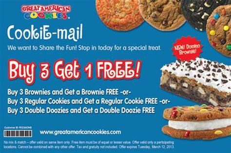 Great American Cookie Company Buy 3 get 1 free coupon - al.com