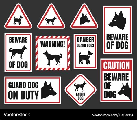 Danger dog signs beware of dog Royalty Free Vector Image