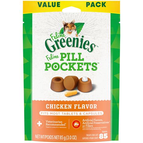 GREENIES Pill Pockets Feline Chicken Flavor Natural Soft Adult Cat ...