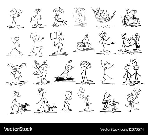 Hand drawing sketch doodle human stick figure Vector Image