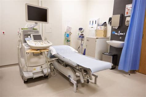 Treatment Area in Modern Hospital with Ultrasound Equipment Stock Photo ...