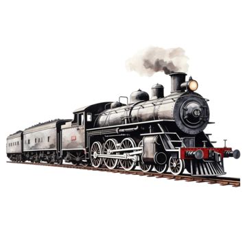 Vintage Train Steam Locomotive, Transportation, Railway, Steam PNG Transparent Image and Clipart ...