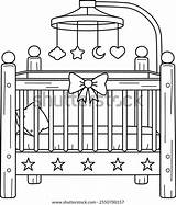 Baby Shower Crib Isolated Coloring Page Stock Vector Royalty Free  sketch template
