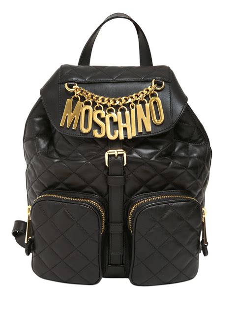 Moschino Quilted Nappa Leather Backpack in Black | Lyst