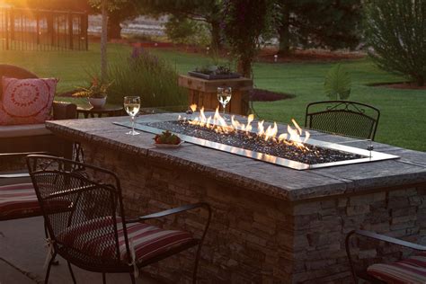 Empire Carol Rose 60-inch Propane Gas Outdoor Linear Fire Pit Kit W/Manual Electronic Ignition ...