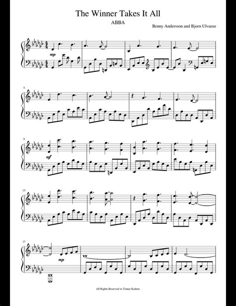 ABBA - The Winner Takes It All sheet music for Piano download free in PDF or MIDI