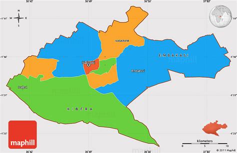 Political Simple Map of NAIROBI, cropped outside