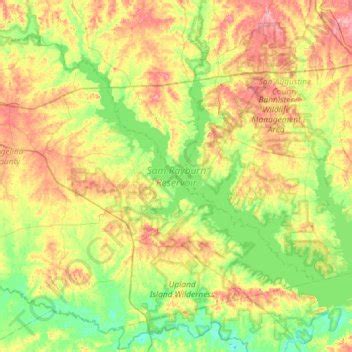 Sam Rayburn Reservoir topographic map, elevation, terrain