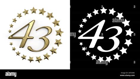 Number 43 (number forty-three) Anniversary celebration design with a circle of Golden stars on a ...