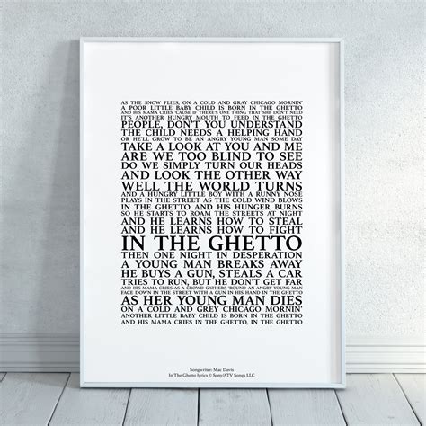 In the Ghetto Song Lyrics Print Official Licensed Print | Etsy