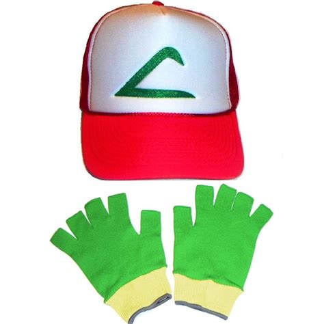 Pokemon Costume Ash Ketchum Original Trainer Hat and Gloves