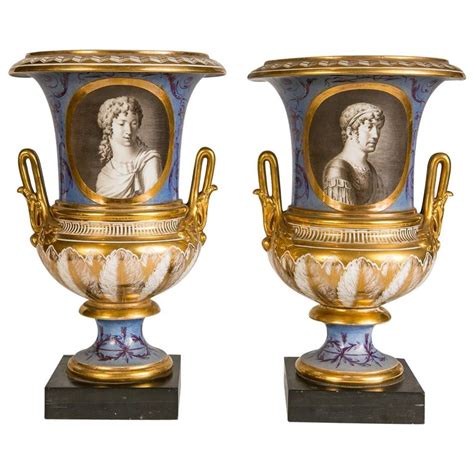 French Porcelain Vases | Neoclassical portrait vases