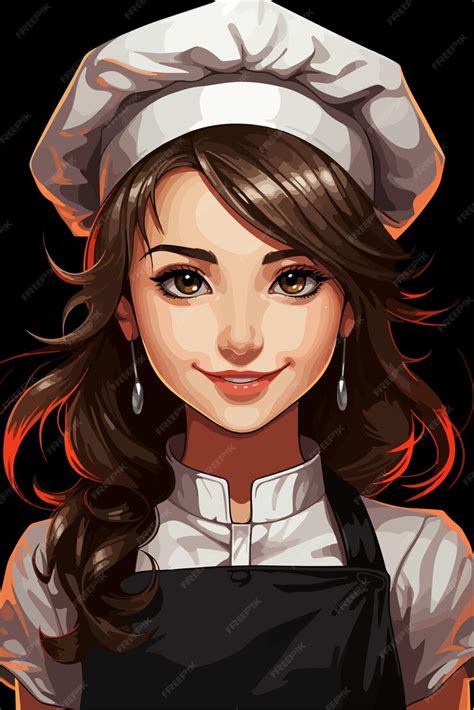 Premium Vector | Anime girl as chef cute and young female chef