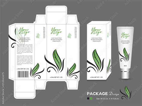 Beauty Packaging template, 3d Box cosmetics, product design, leaf ...