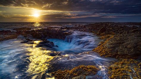 Hawaii Ocean Coast And Pacific Ocean During Sunset HD Nature Wallpapers ...