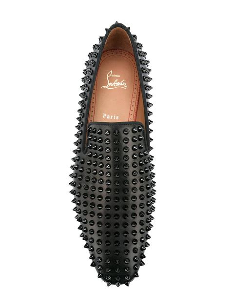 Christian Louboutin Dandelion Spikes Leather Loafers in Black (Gray ...