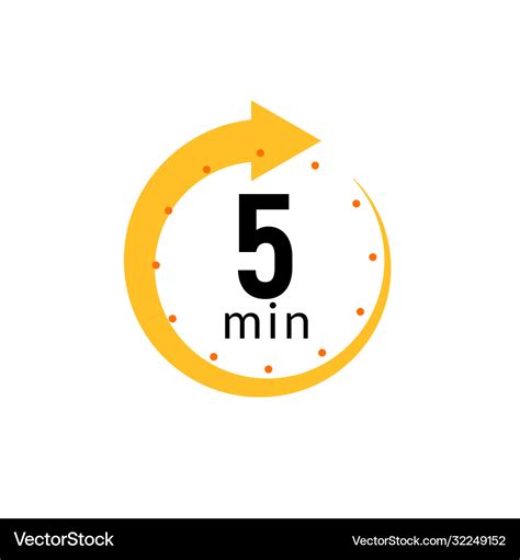 5 minutes clock quick number icon 5min time Vector Image