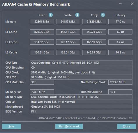 AIDA64 - Cache und Speicher-benchmark