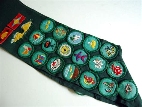 Vintage Girl Scout Sash Badges 1960s Green Collectibles