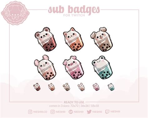 Twitch Boba Sub Badge / Emote / Bit Badges / Kawaii Aesthetic | Etsy