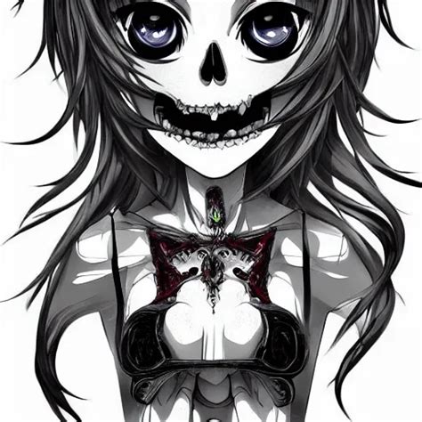 skull of an anime girl, large eyes and tiny teeth, | Stable Diffusion | OpenArt