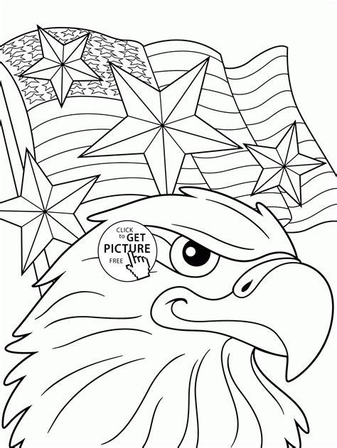 Eagle and Independence Day of America coloring page for kids, coloring pages printables free ...