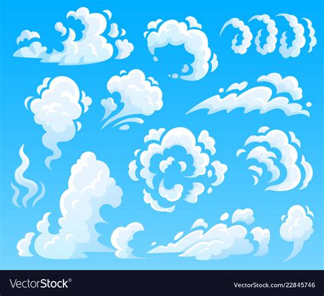 Cartoon clouds and smoke dust cloud fast action Vector Image