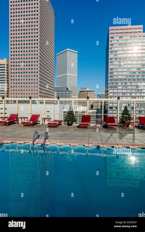 Rooftop swimming pool at the Warwick Denver Hotel. Colorado. USA Stock Photo - Alamy