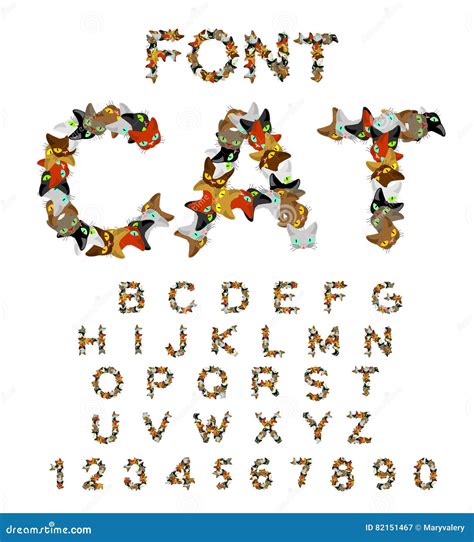 Cat Font. Catlike ABC. Letters of Cats. Pet Alphabet Stock Vector - Illustration of cute, quote ...