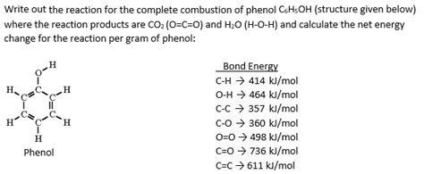 SOLVED: Write out the reaction for the complete combustion of phenol ...