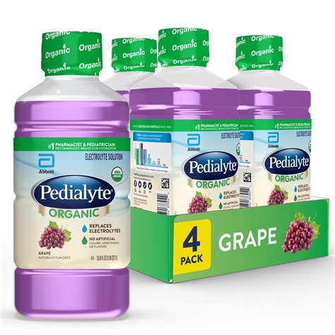 Pedialyte Organic Grape Liquid, Bottle (4 Count) - Walmart.com