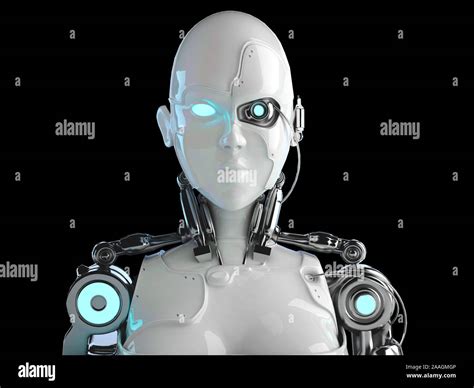 Robot woman, sci-fi android girl artificial intelligence background - 3d render wallpaper Stock ...