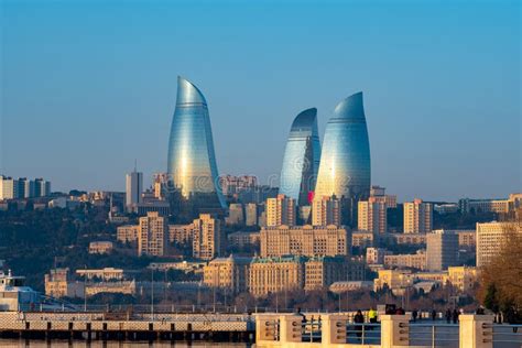 Panoramic Cityscape View of Baku in the Morning Stock Photo - Image of ...