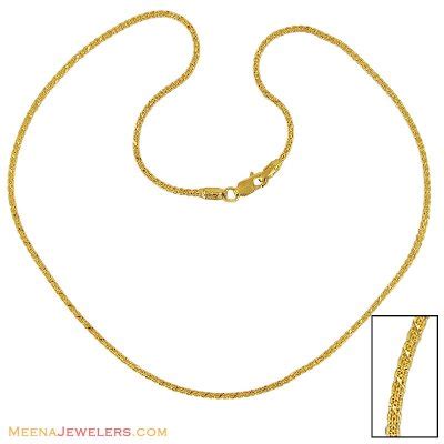 22K Gold Kids Chain(14 Inch) - ChPl11934 - 22Kt gold chain for kids in high shine frosty finish ...