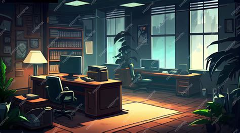 Premium Photo | Office 2D background environment for a mobile game A ...