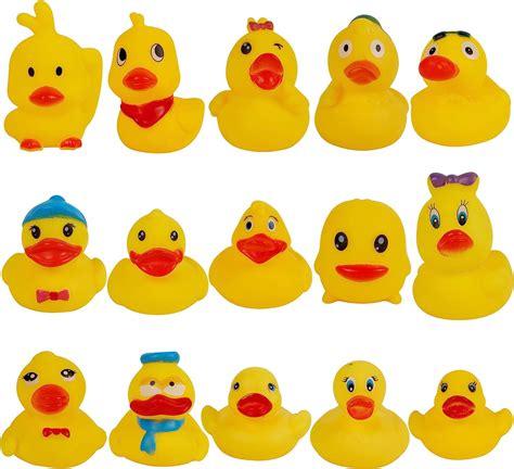 Amazon.com: Cllayees Set of 15 Duck Bath Toy Rubber Duckies, 2 Inches ...