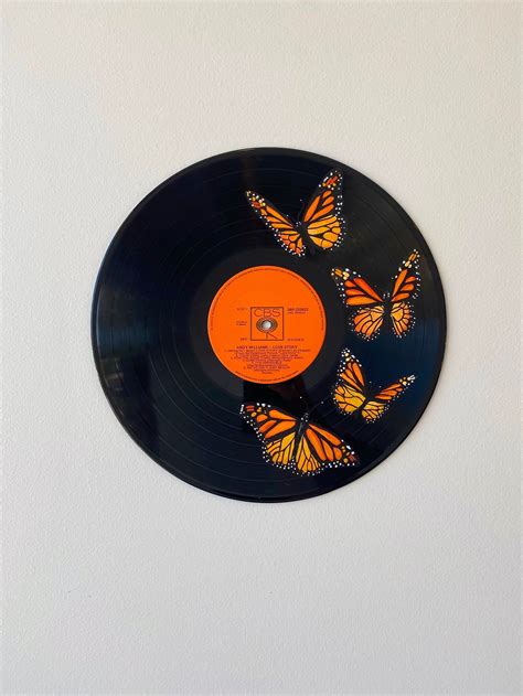 Aesthetic Hand Painted Custom Butterfly Vinyl Record | Vinyl record art ...