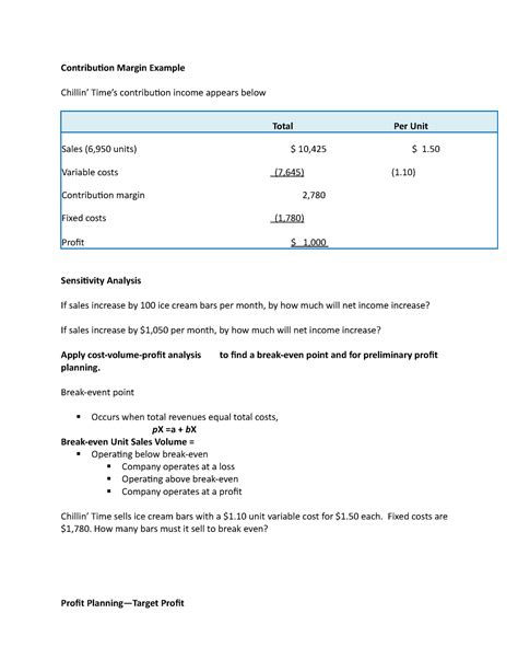 Contribution Margin Example - Contribution Margin Example Chillin’ Time ...