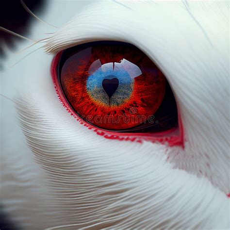 Red Eye of White Albino Rabbit Close-up, Unusual Eye Stock Illustration - Illustration of pink ...