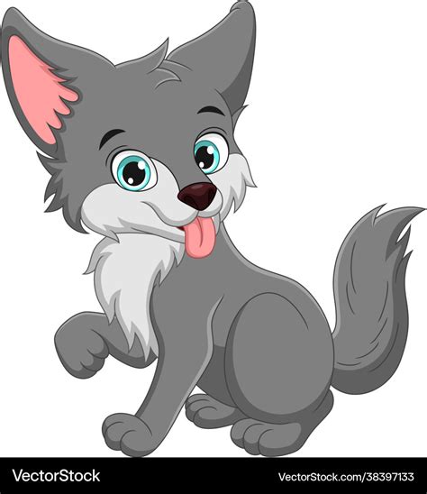 Cute wolf cartoon showing tongue Royalty Free Vector Image